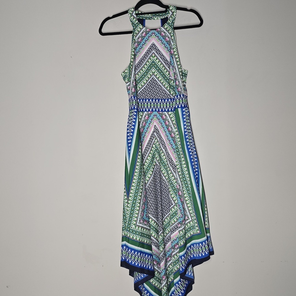 Eliza J Green Blue Printed Midi Dress